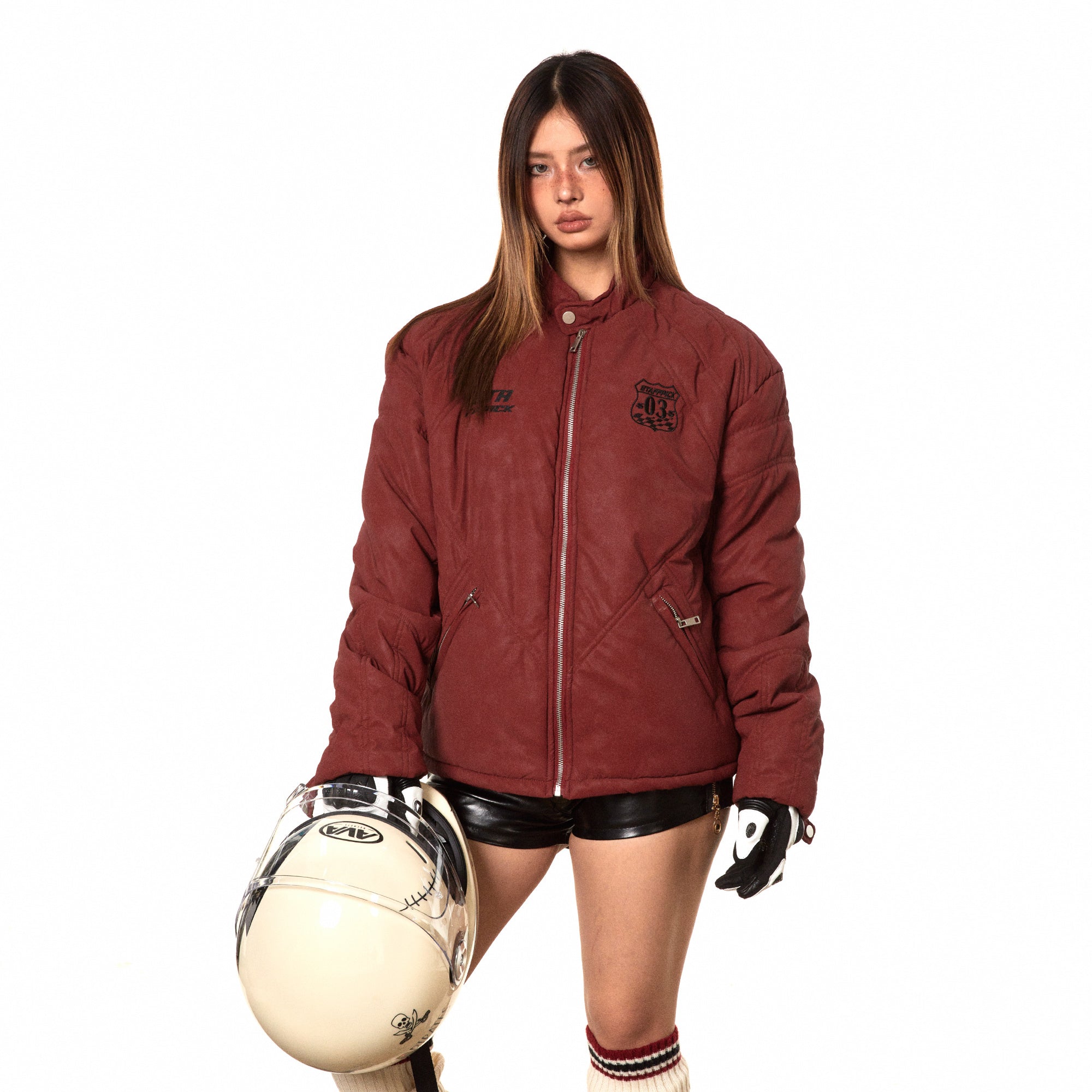 Stand Collar Retro Motorcycle Cotton-padded Jacket