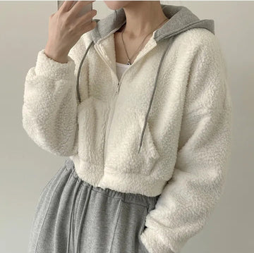 Warm Leisure Fur Hooded Pocket Sweater