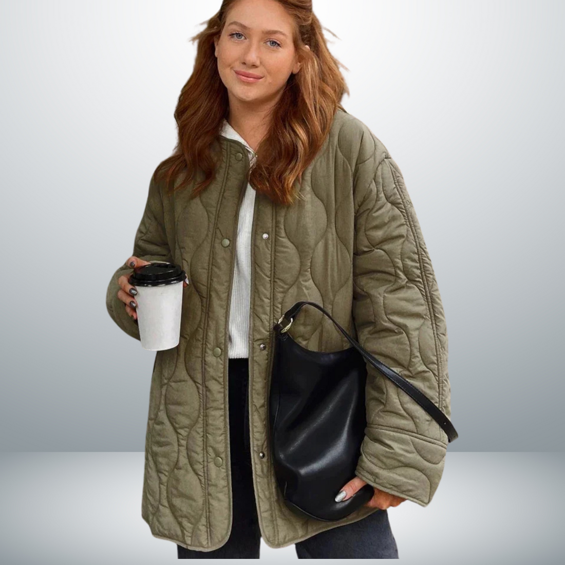 Women's  Loose Round Neck Quilted Jacket